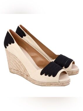 Castañer Bette espadrille wedges cream and black size 40 Made in Spain